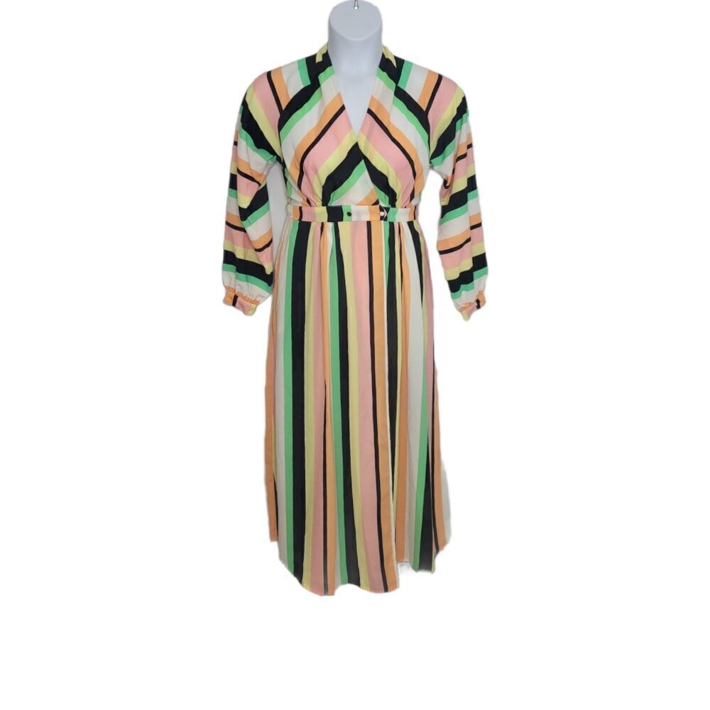 ASOS dress long sleeve wrap‎ polyester maxi in stripe 4